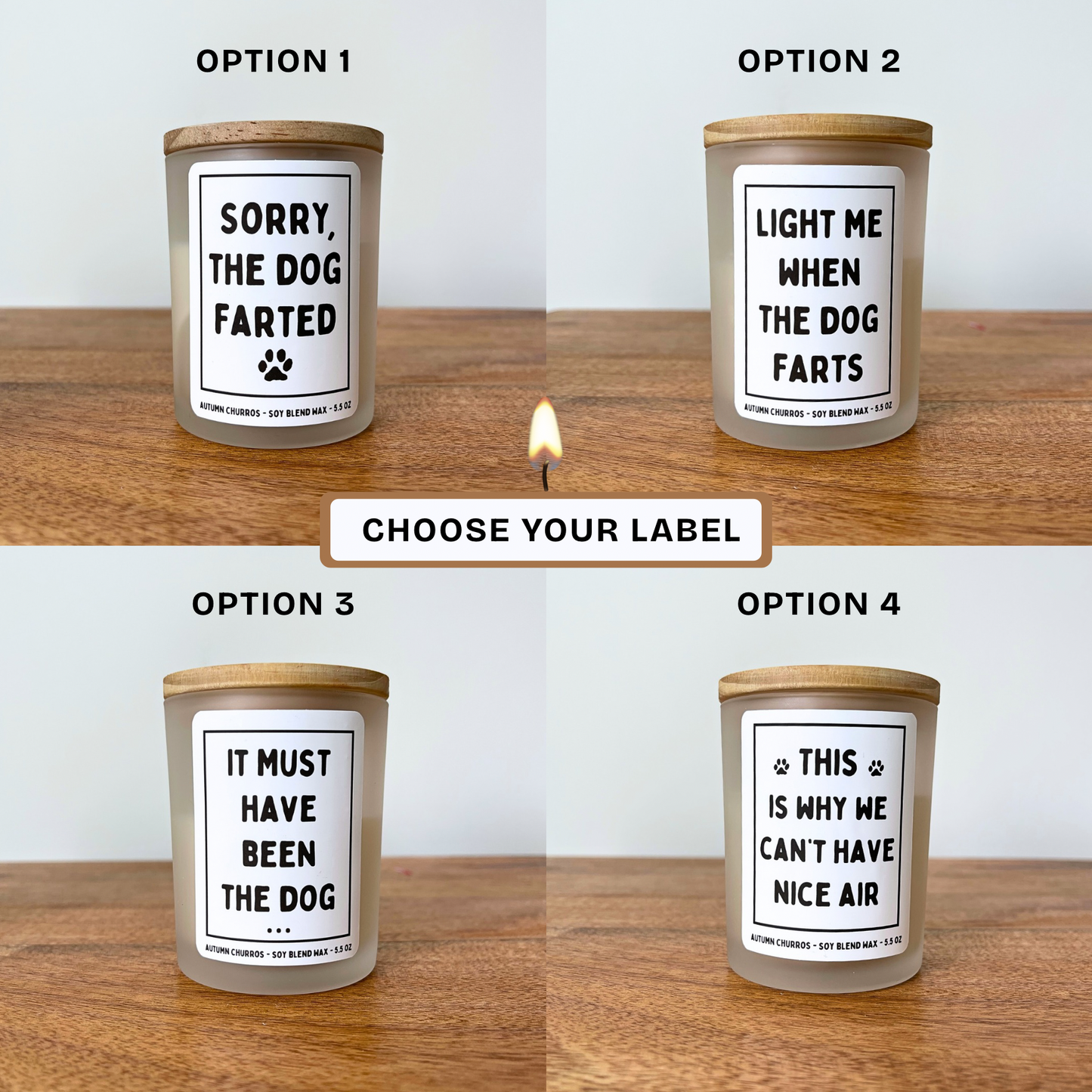 Light Me When the Dog Farts Novelty Candle – Autumn Churro Scent, Funny Soy Wax Blend Dog Butt Topper