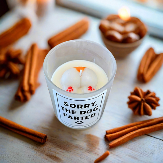 Light Me When the Dog Farts Novelty Candle – Autumn Churro Scent, Funny Soy Wax Blend Dog Butt Topper