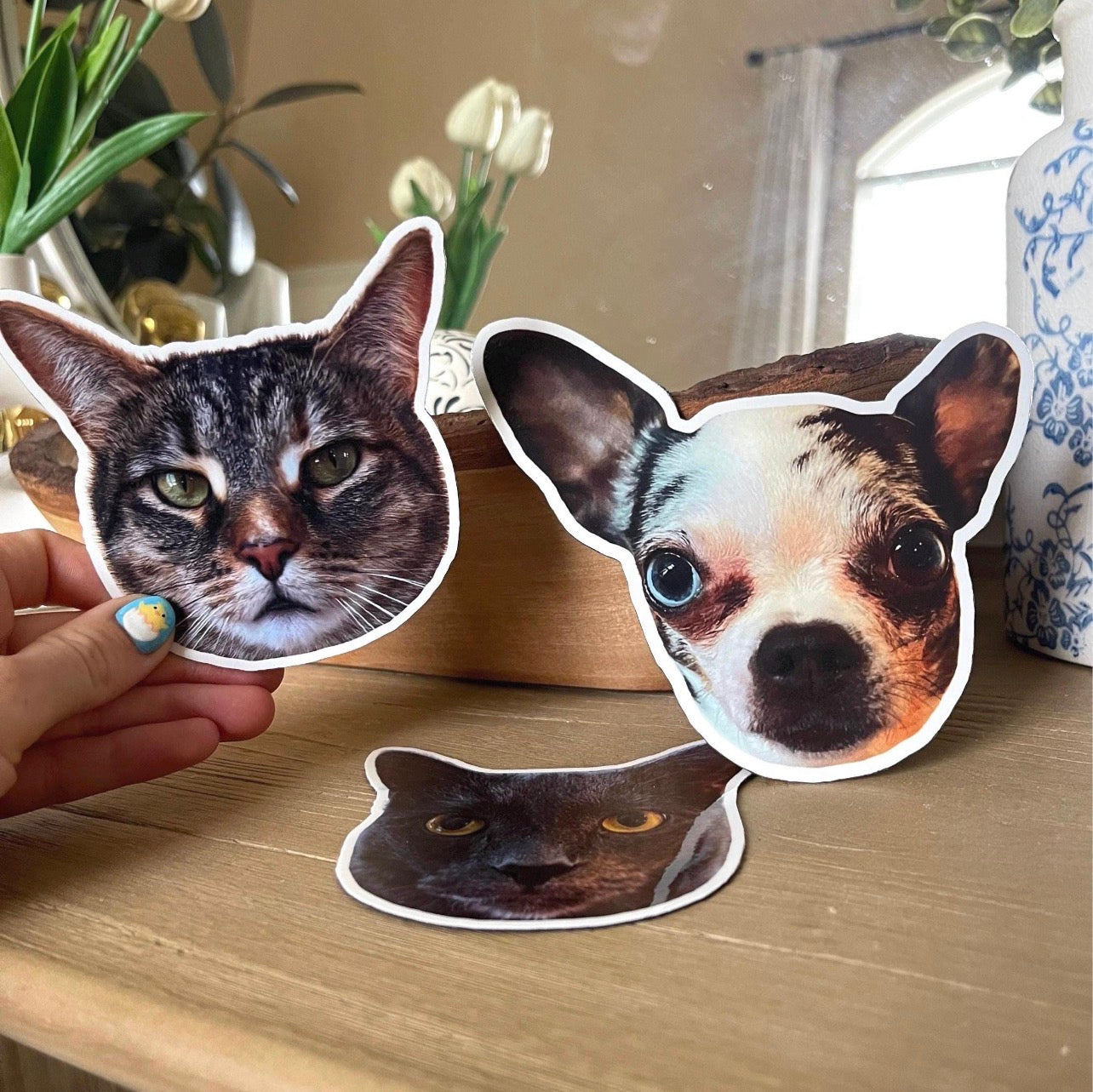 Custom Pet Face Car Magnet, High Quality Waterproof/UV Laminated