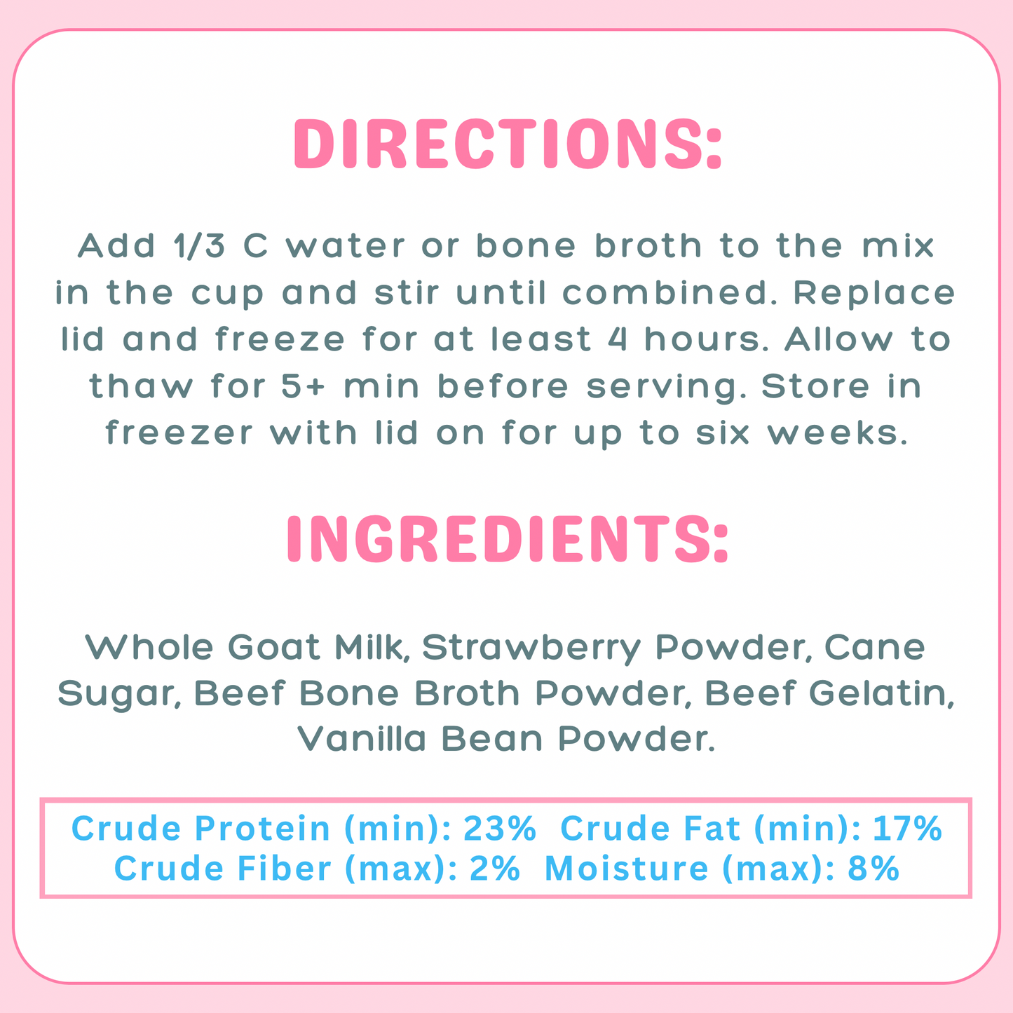 Strawberries & Cream Goat Milk Dog Ice Cream Mix
