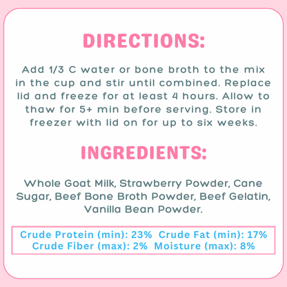 Strawberries & Cream Goat Milk Dog Ice Cream Mix