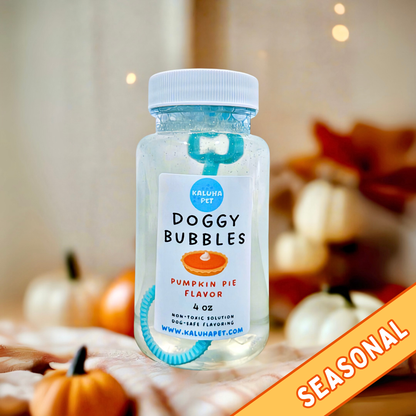 Pumpkin Pie Flavored Pet Bubbles | Scented & Flavored for Pets | Non-Toxic Solution, 4 ounce and 8 ounce