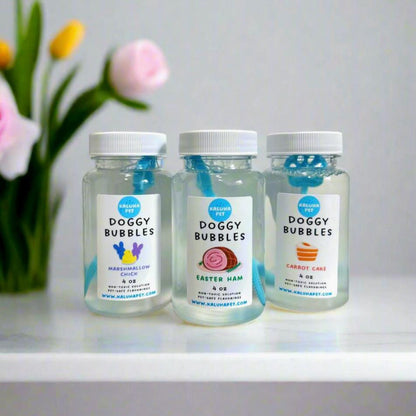 Easter Non-Toxic Dog Bubbles Three-Pack | Easter Ham, Marshmallow Chick, Carrot Cake