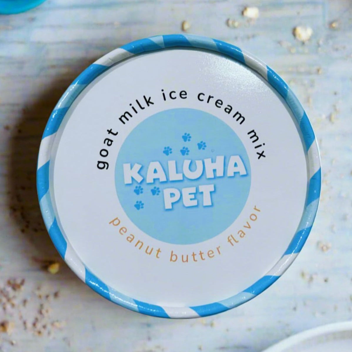 Goat Milk Ice Cream Peanut Butter Flavor on Counter